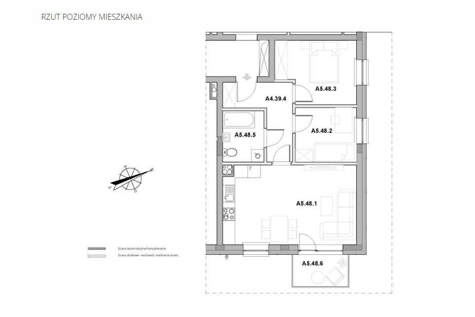 Łuków: Mieszkanie 3-pokojowe 52,96 m2 | Winda | Balkon