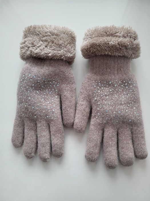 Теплі рукавички з блискітками