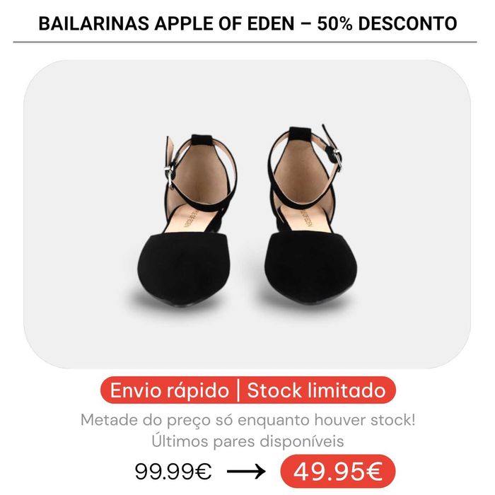 50% Desconto - Bailarina Apple of Eden Shoes