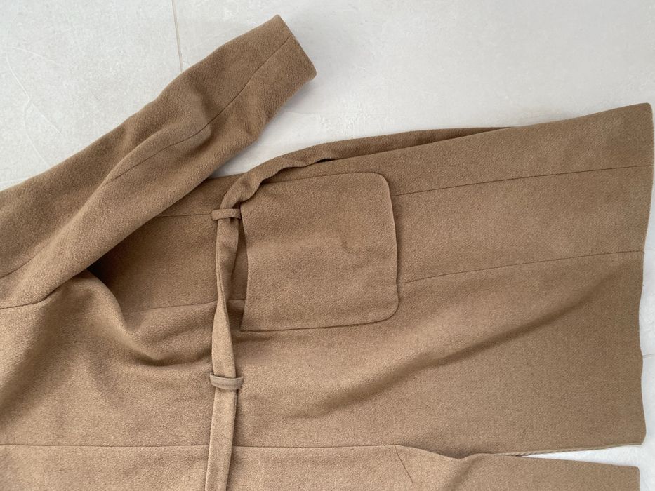Mango XS plaszcz damski bezowy 71% welna
