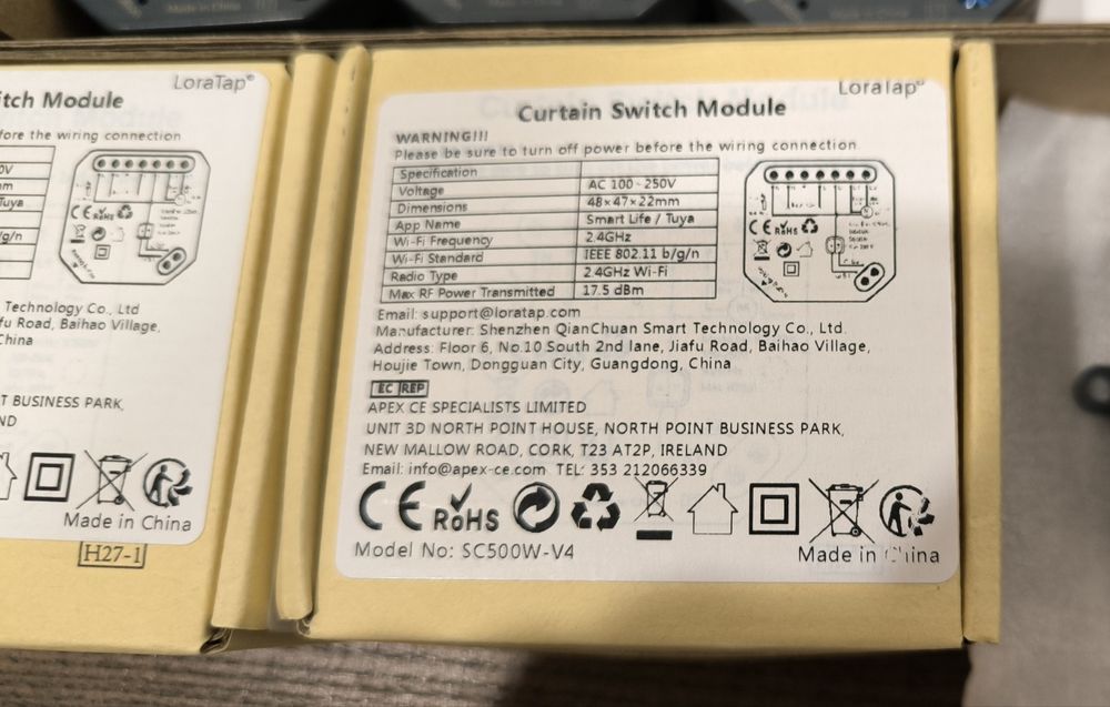 Módulo interruptor WiFi estores, brisas ou cortinas