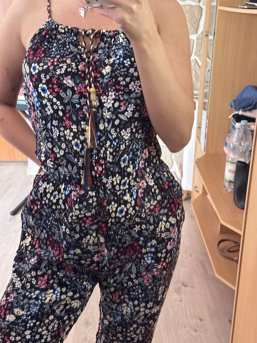 Boho kombinezon w kwiaty 36 S 100% wiskoza