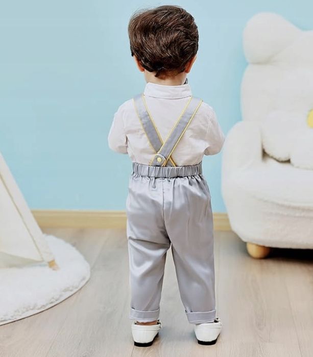 Ubranko do chrztu 3-częściowe komplet dla chłopca Booulfi biały 9-12