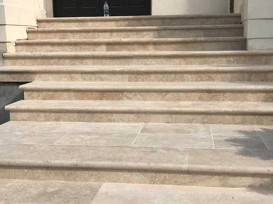 Trawertyn, komplet rzymski, płytki, stopnie, podłoga, ściana, taras
