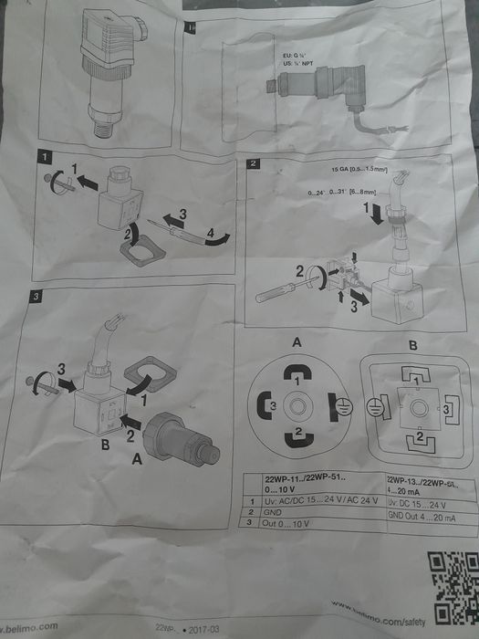 Belimo 22wp-114 czujnik ciśnienia cieczy.