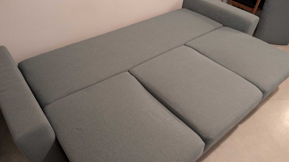 Sofá-cama IKEA BÅRSLÖV 3 lugares, cinzento-turquesa – ótimo estado
