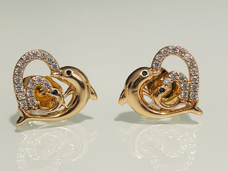 Pozłacane kolczyki delfiny Xuping