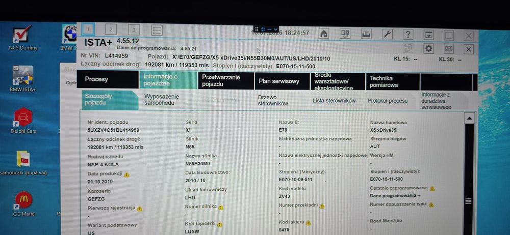 Laptop serwisowy diagnostyczny BMW ista+