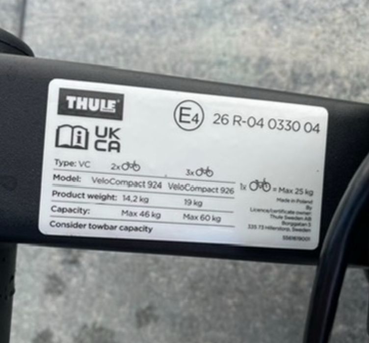 Bagażnik rowerowy Thule VeloCompact 926 na 3 rowery elektryki wysyłka