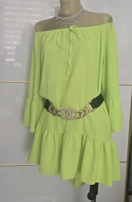 Neonowa tunika hiszpanka seledynowa uni L-XXL