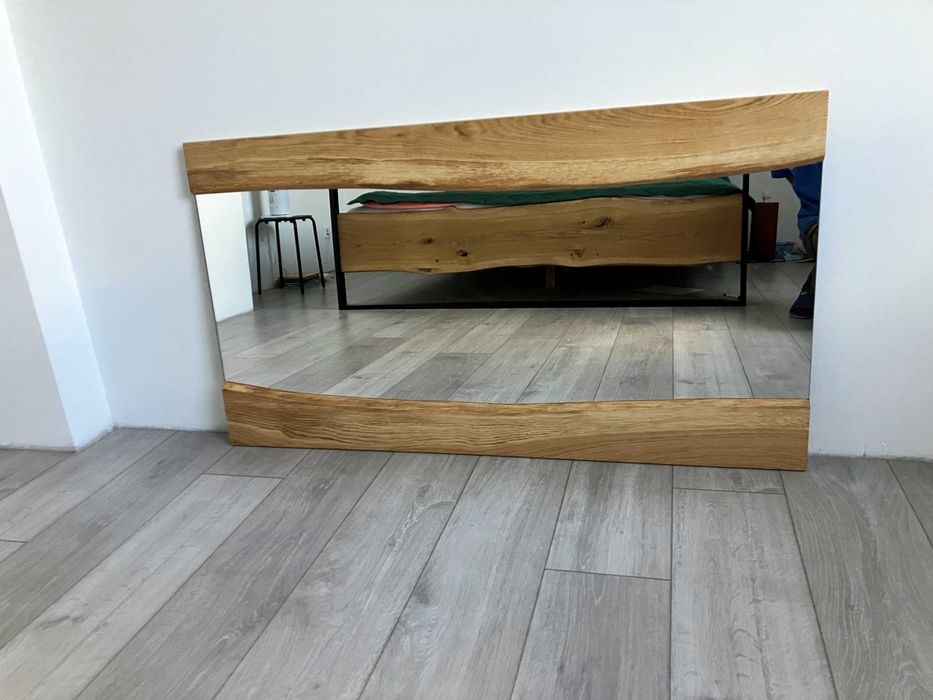Lustro na wymiar w dębowej ramie, Wiszące lustro do łazienki, LOFT