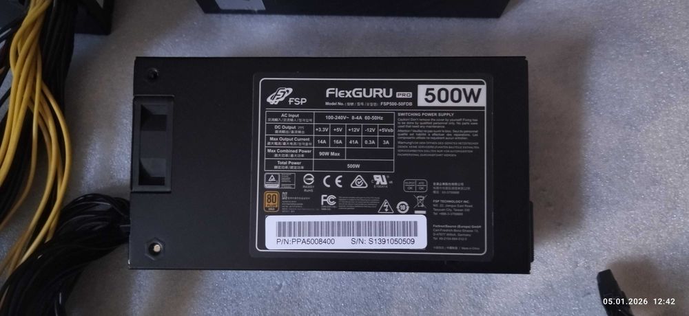 FSP FlexGURU PRO 500W, MSI MPG A850G PCIE5, Corsair RM1200x, Chieftec,
