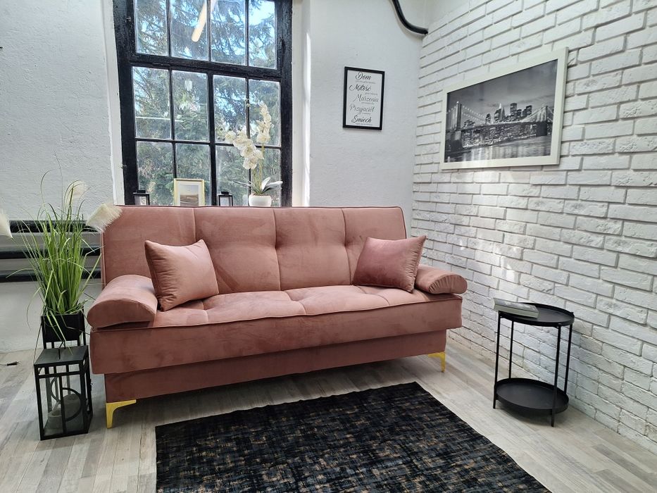 Kanapa wersalka  sofa rozkładana Sofia welur sprężyny