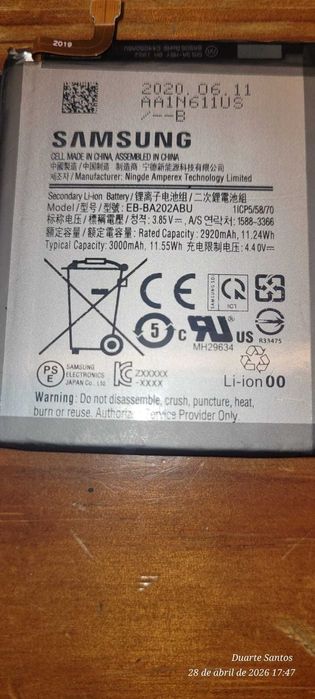 Bateria telemóvel Samsung nova nunca usad.
