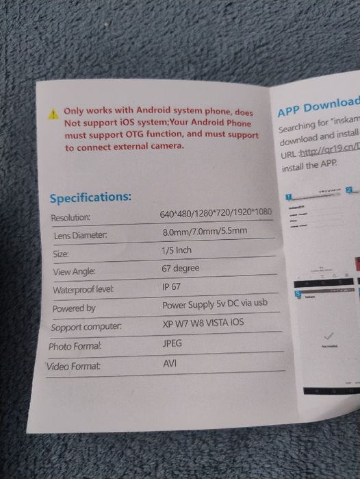 Kamerka endoskopowa wodoodporna