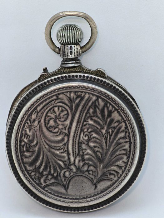 Relógio Bolso Prata Remontoir Double plateau 15 rubis Suíço funciona