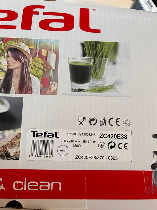 Соковижималка шнекова Tefal Juice & Clean. Ідеальний стан. На гарантії до 07.04.2027