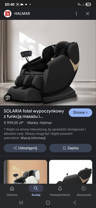 Fotel wypoczynkowy masujący solaria halmar