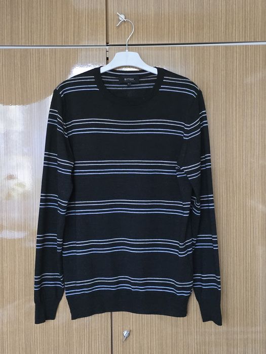 sweter męski bytom czarny w paski z wełną rozmiar L