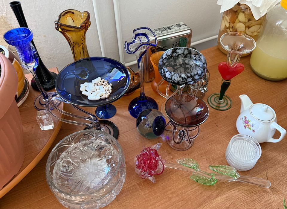 Szklo artystyczne krosno makora kolorowe szklo antyk prl