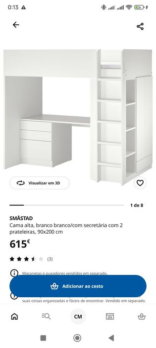 Cama com secretária IKEA