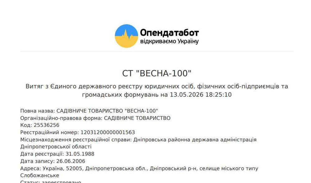 Продам Дачнный участок земельну ділянку 5 соток в СТ "Весна" Самаровка до поста ДПС AK