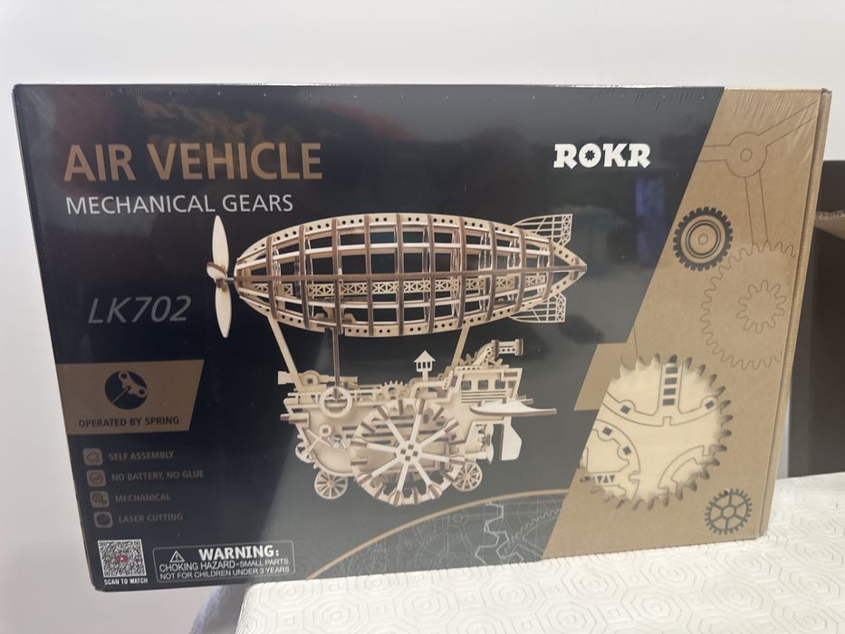 Puzzle Mecânico 3D em Madeira ROKR – Dirigível  - Novo/Selado