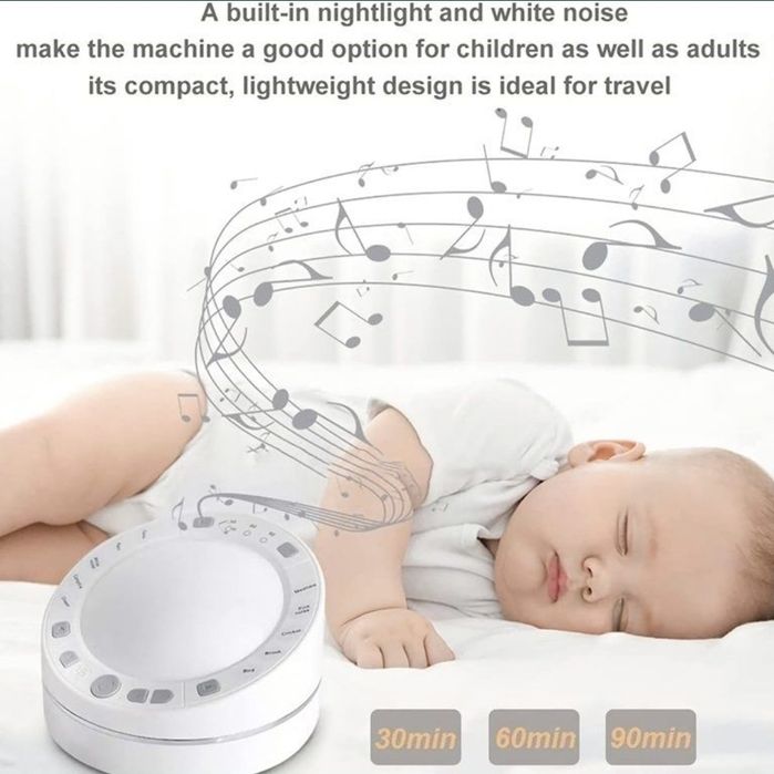 Lampka LED z białym szumem i dźwiękami do relaksu dla dzieci i dorosły