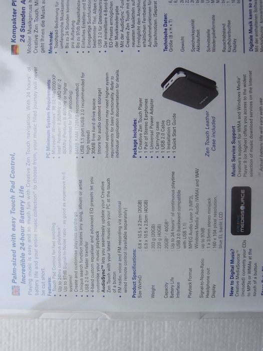 MP3/HDD/WMA-плеер Creative Zen Touch DAP 20GB