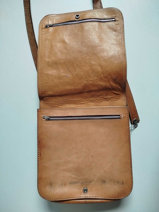 Torebka skórzana  listonoszka retro Dwustronna