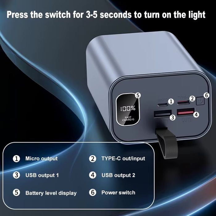 Powerbank 30000 mah + LED