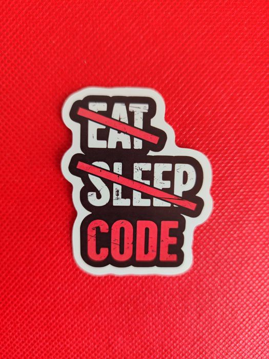 Naklejka papierowa samoprzylepna: Eat Sleep Code, 1 szt.