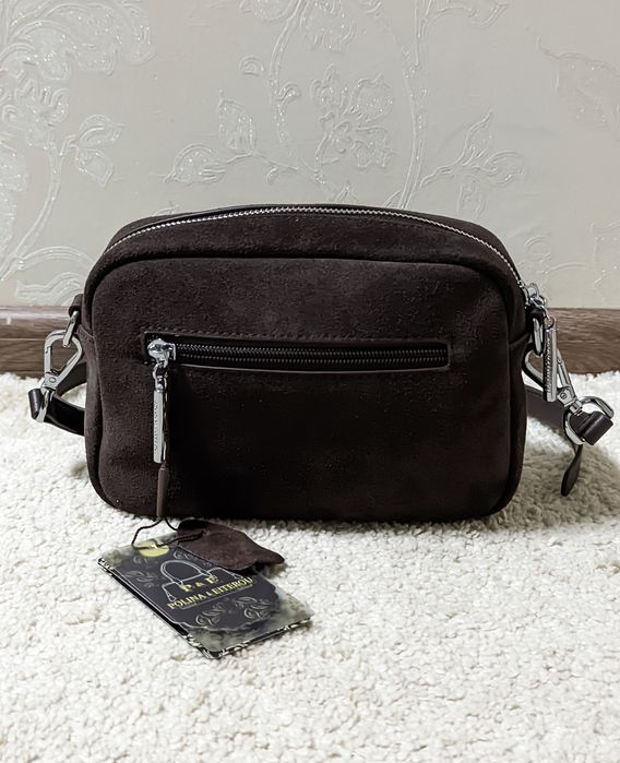 Женская сумка кроссбоди из натуральной замши Polina & Eiterou шоколад