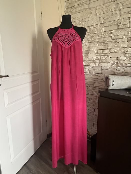 Nowa Tunika Plażowa Maxi | Rozmiar XL/XXL | Intensywny Róż