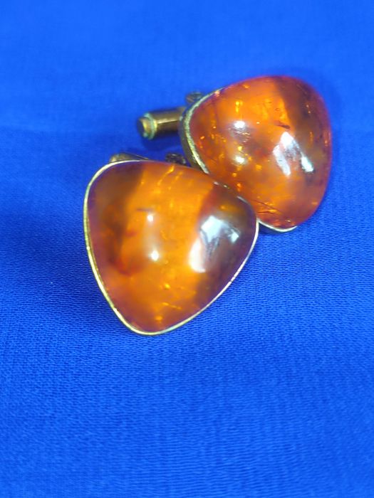 Запонки янтарь, позолота, Калининград, СССР
