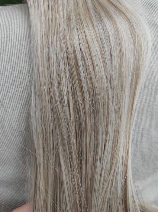 Włosy na keratynę 65 cm zimny blond