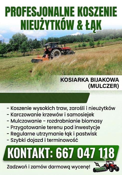 Koszenie i utrzymanie posesji , działek cięcie drzewa