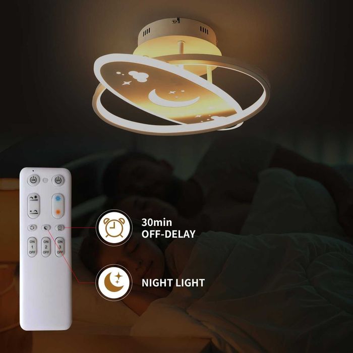 YLFXL Dziecięca lampa sufitowa LED, gwiazda, księżyc