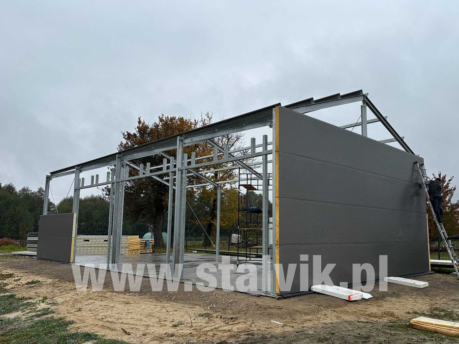 Garaże z płyt warstwowych, Hale, Wiaty, Carporty, Konstrukcje stalowe
