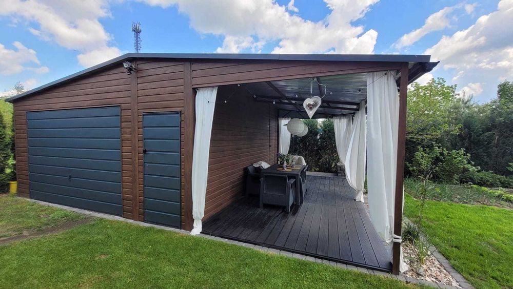 Garaż blaszany, blaszak,drewnopodobny, garaz z wiatą   PRODUCENT