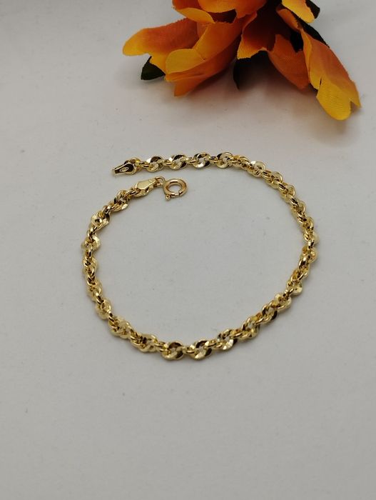 Złota bransoletka kordel, złoto 585 długość  19 cm