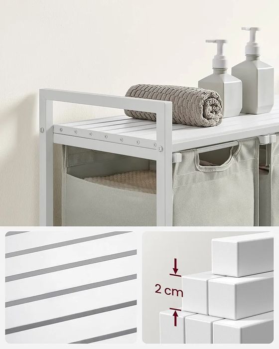 Kosz na pranie 3 przegródki 3 x 38 L, 92,5 x 33 x 72 cm