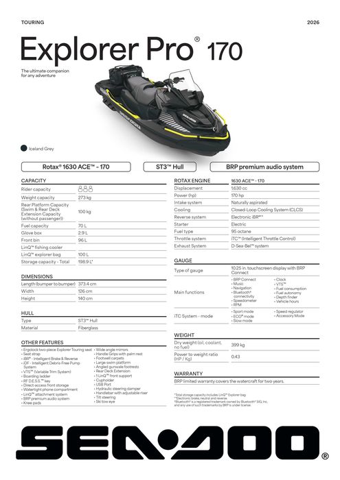 Nowy Sea-Doo Explorer PRO 170 Tech Package | 2026
