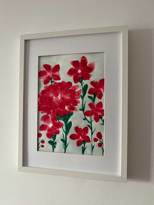 Pintura abstrata floral em aguarela