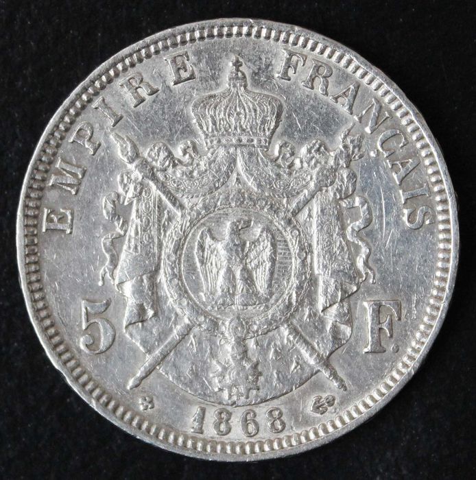 монета 5 франков 1868 года