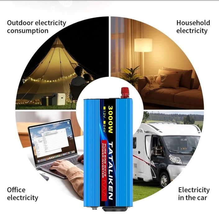 Инвертор 12V 220V Tataliken 3000W чистий синус (для котлов и т.д)