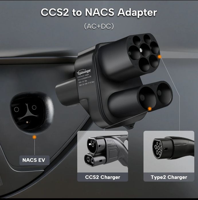 ЯКІСТЬ‼️ Адаптер CCS2  - Tesla NACS 500A GUWIEYG | перехідник  DC | Tesla USA | DC Fast Charge | Для Model 3, Y, S, X, Cybertruck