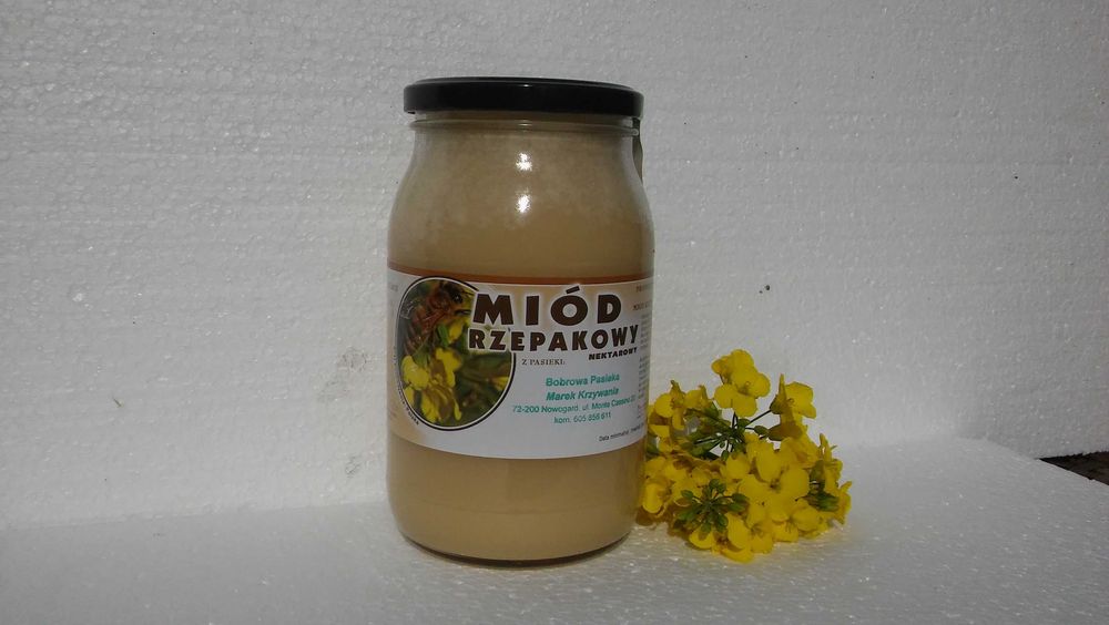Miód rzepakowy naturalny w słoiku 0,815l waga 1,1 kg