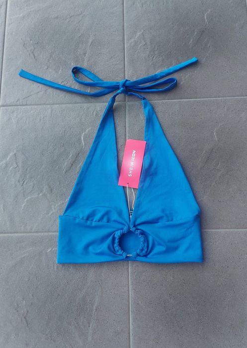 Crop top bluzka wiązana dekolt bez pleców XS 34 Nowa Shein