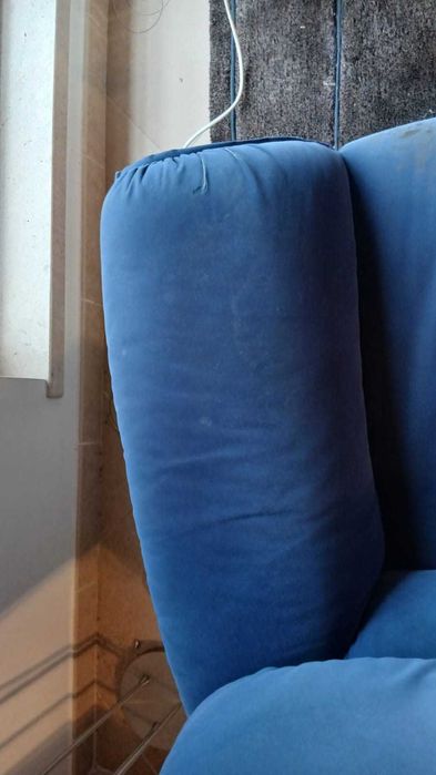 Sofá Divani & Divani azul 3 lugares com 1 Relax para recuperar